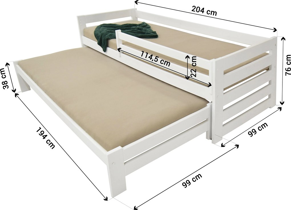 FA Veronika 7 200x90 posteľ s prístelkou a úložným priestorom Farba: Jelša