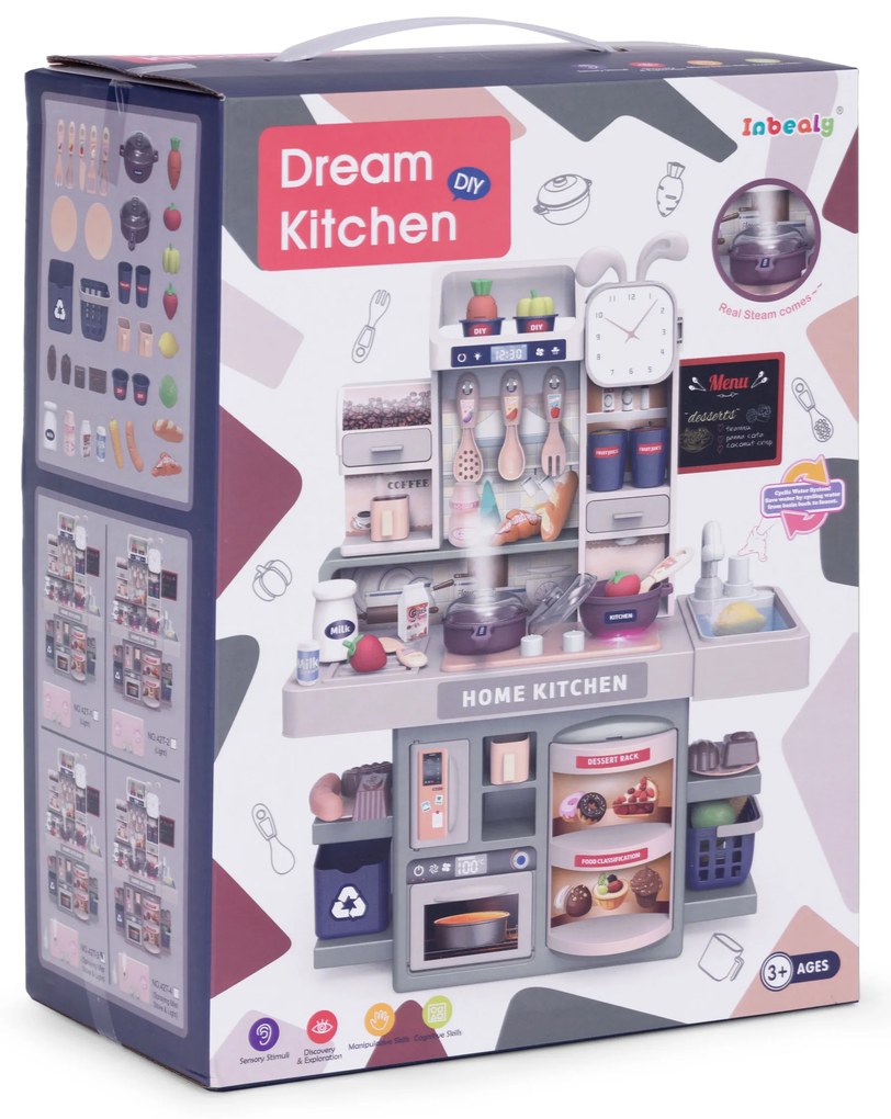 Detská kuchynka LED zvuky parný generátor 35 príslušenstvo