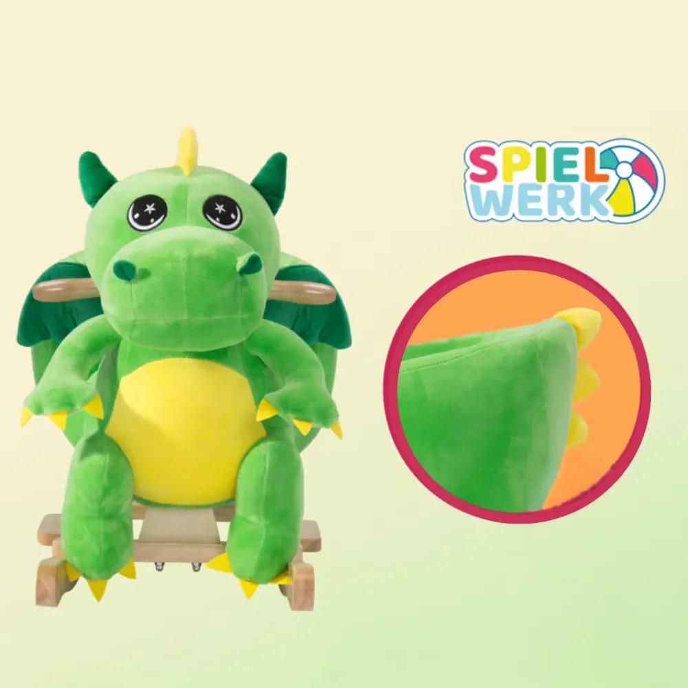 Hojdací dráčik DINO s bezpečnostným pásom, zelená Spielwerk