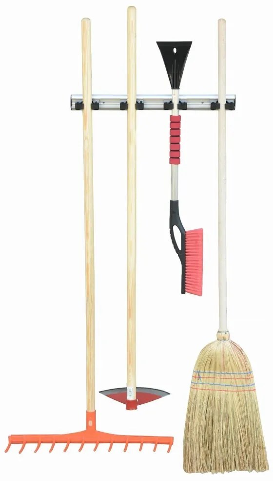 Goodhome DRŽIAK NA METLY, ZAMETAČE, METLY A MOPY, posuvný, 4 sloty RIM