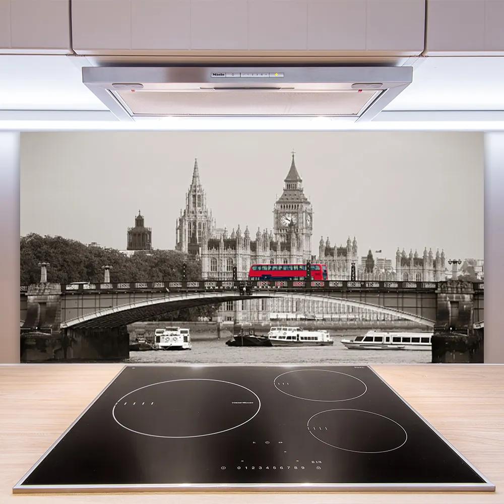 Sklenený obklad Do kuchyne Most londýn big ben 125x50 cm