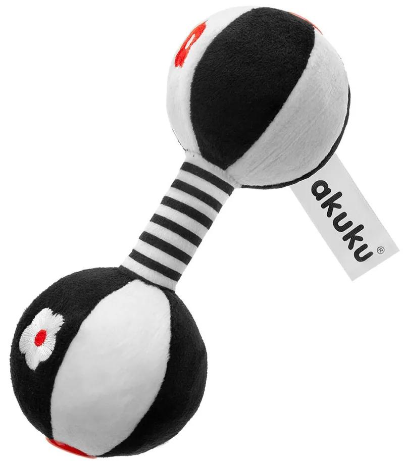 Detská senzorická kontrastná hračka s hrkálkou Akuku Činka
