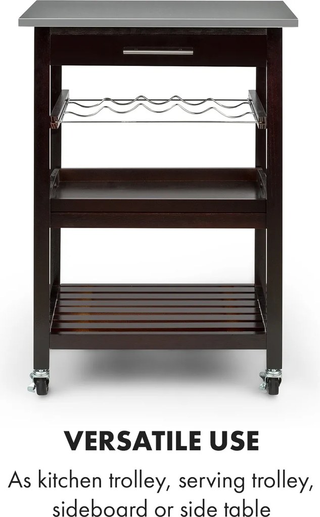 Klarstein Vermont, servírovací vozík, kuchynský vozík, 5 poschodí, drevo, ušľachtilá oceľ, mobilný