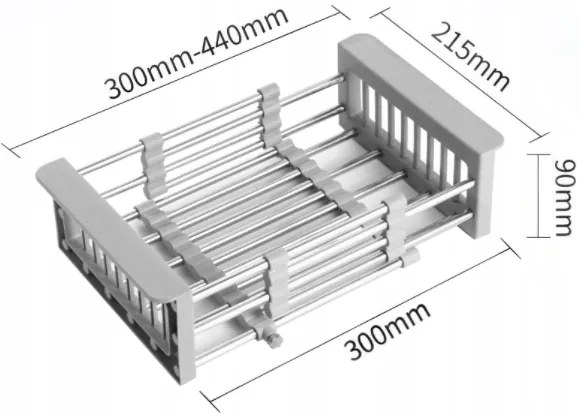 Mexen príslušenstvo, teleskopický odkvapávač pre kuchynský drez, šedá, 660730-71
