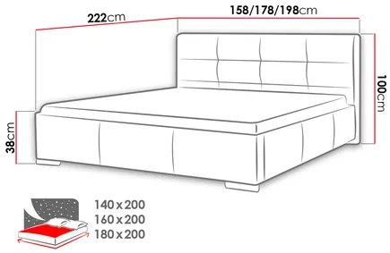 Manželská posteľ 160cm Lanzadora  (krémová). Vlastná spoľahlivá doprava až k Vám domov. 1122420