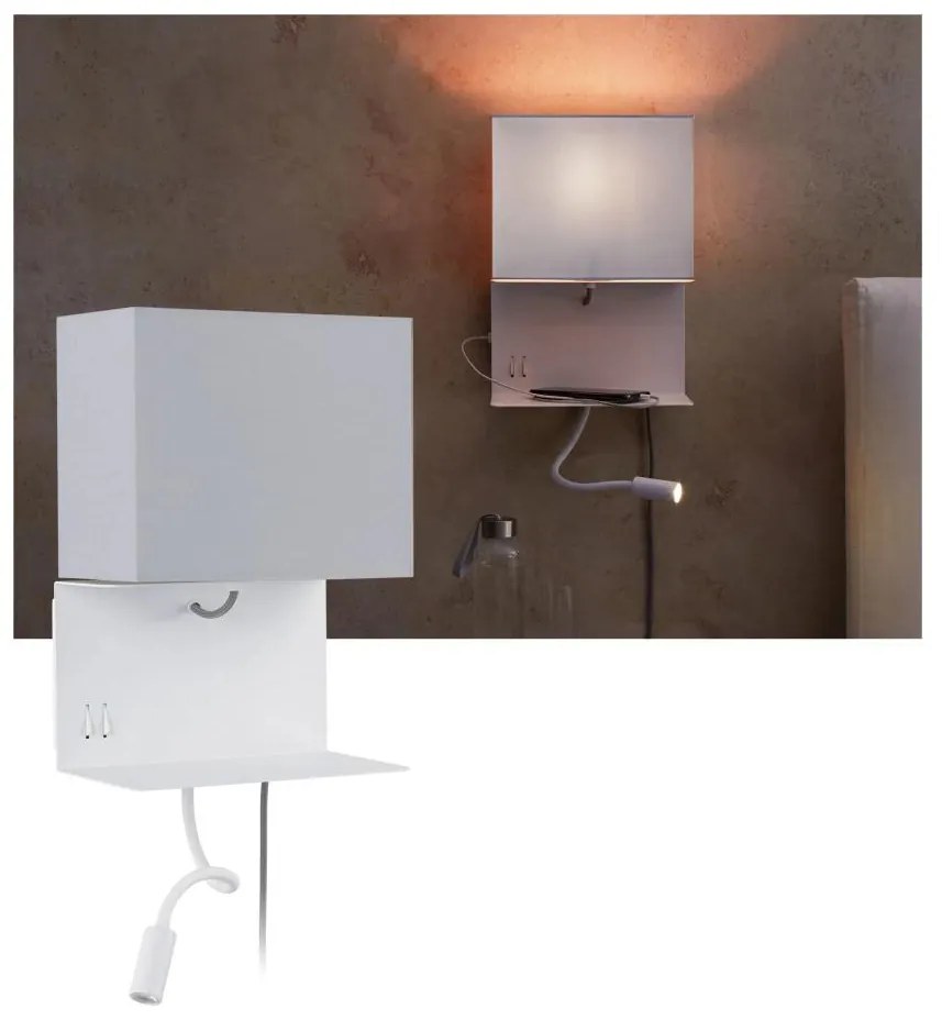 Paulmann 78913 - LED/2,5W + 1xE27/40W Nástenné svietidlo s USB MERANI 230V