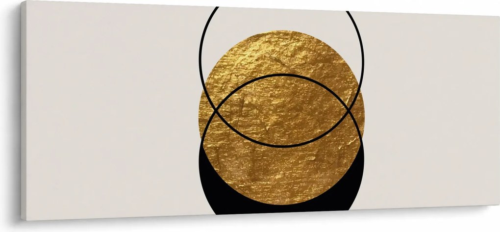 Obraz - Abstrakcia zlatá a biela N⁰2 (120x50 cm)