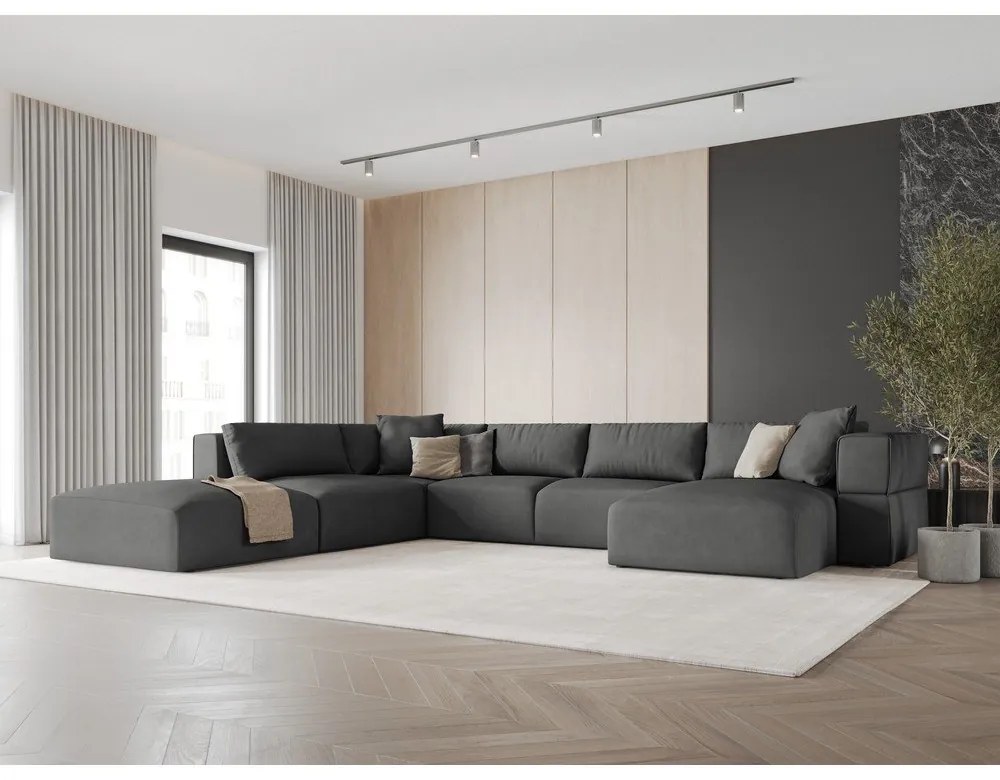 Tmavosivá rohová pohovka do "U", ľavý roh Esther – Milo Casa