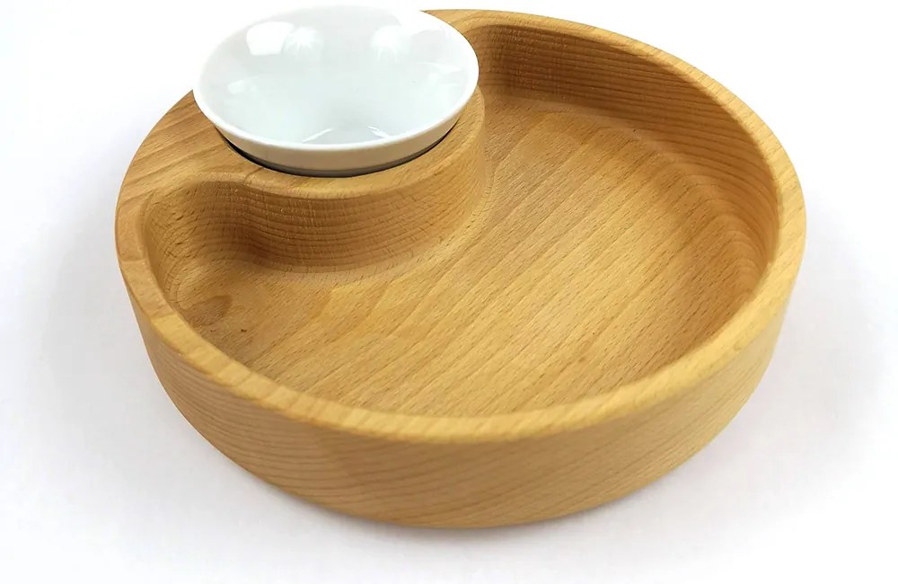 AMADEA Drevená miska nachos guľatá, masívne drevo, rozmer 20x4, 5 cm