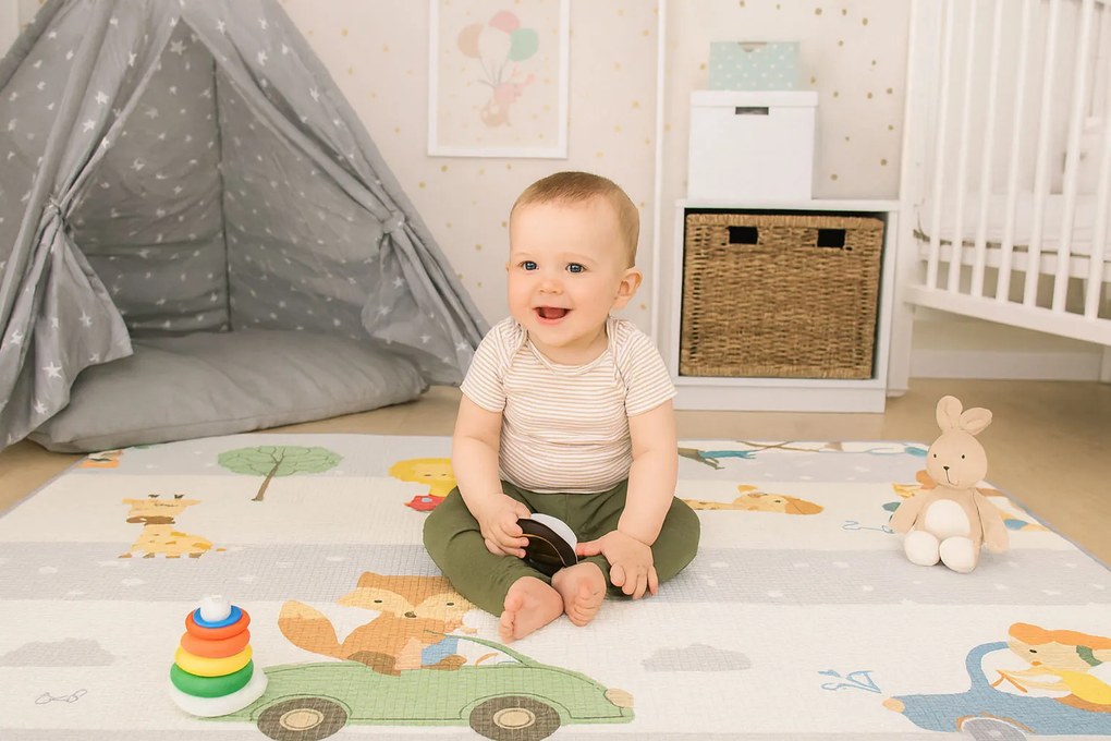Penová podložka pre deti, obojstranná, rolovaná, Abeceda, ECOTOYS