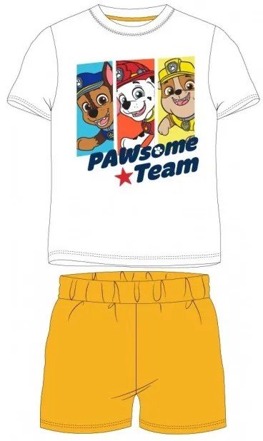 E plus M - Chlapčenské bavlnené letní pyžamo Tlapková patrola / Paw Patrol - biele 116