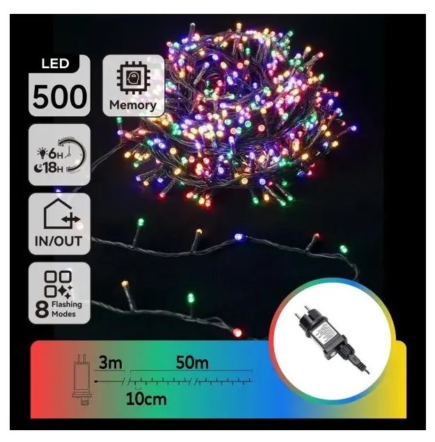 Aigostar - LED RGBY Vonkajší vianočný reťaz 500xLED/3,6W/230V 50m IP44