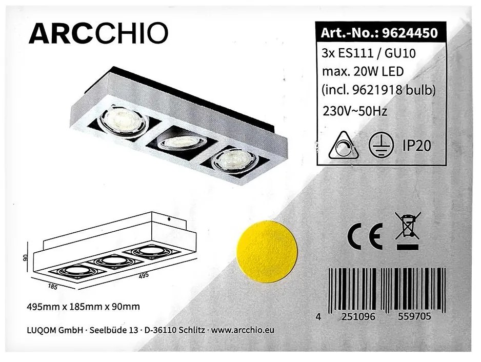 Arcchio Arcchio - LED Stropné svietidlo RONKA 3xGU10/11,5W/230V LW1237
