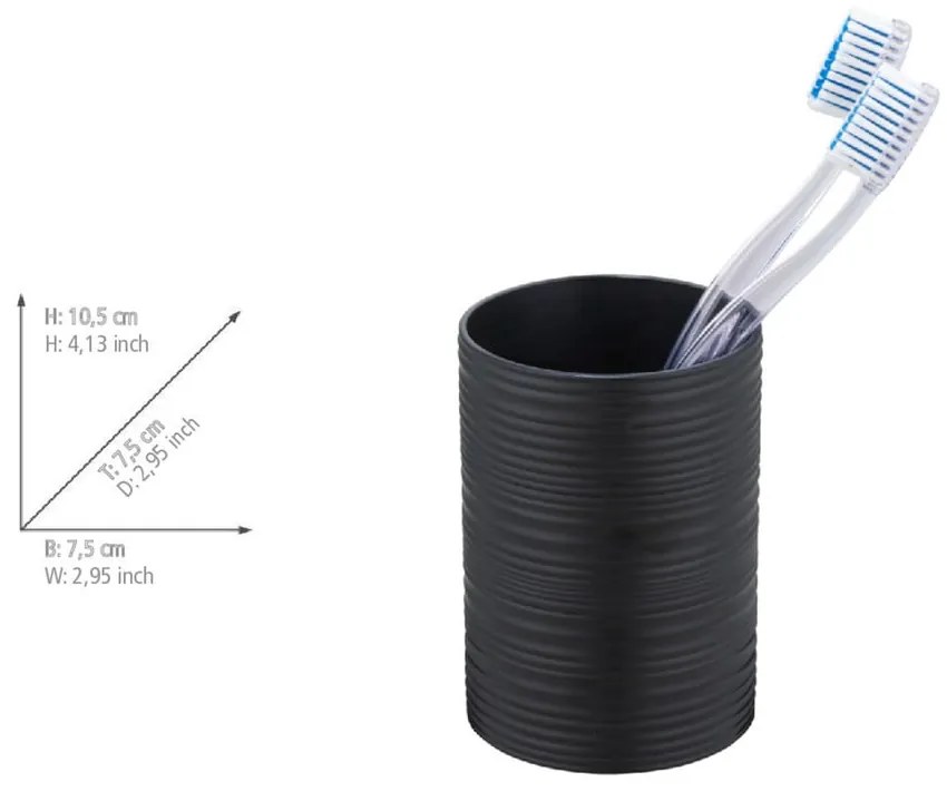 Čierny plastový téglik na zubné kefky Lyon – Allstar