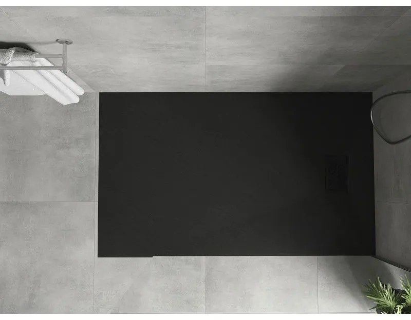Mexen Hugo, obdĺžniková sprchová vanička SMC 150 x 80 cm, čierna, čierna krytka, 42708015-B