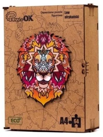 007069 3D drevené puzzle handmade - Africký lev A4