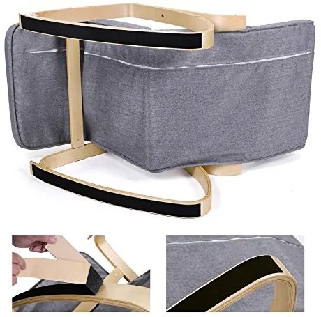 SongmicsHome Hojdacie kreslo, leňoška SWING nosnosť 150kg, 67x115x91cm, sivá