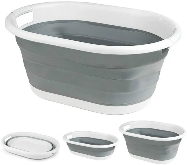 Kôš na bielizeň AIDA COMPACT sivý / biely 25 l