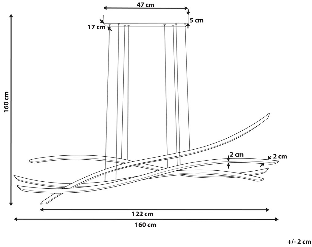 Kovové závesné LED svietidlo 160 cm čierne CALAO Beliani