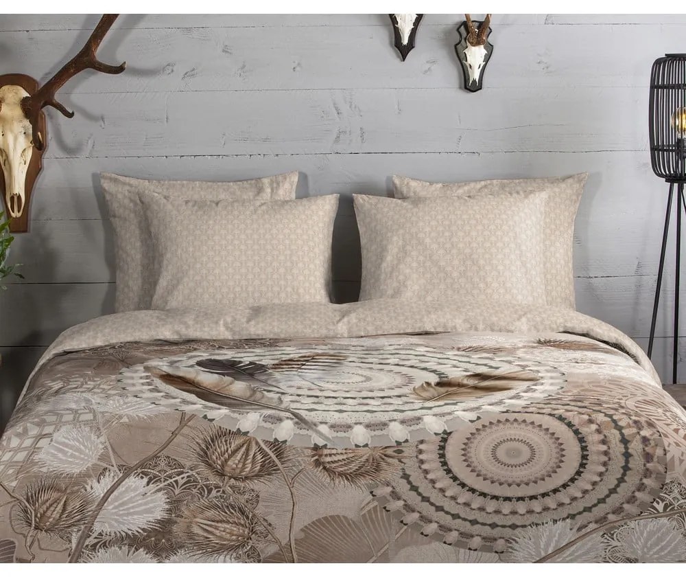 Hnedé flanelové obliečky na jednolôžko 140x200 cm Ringhda – HIP