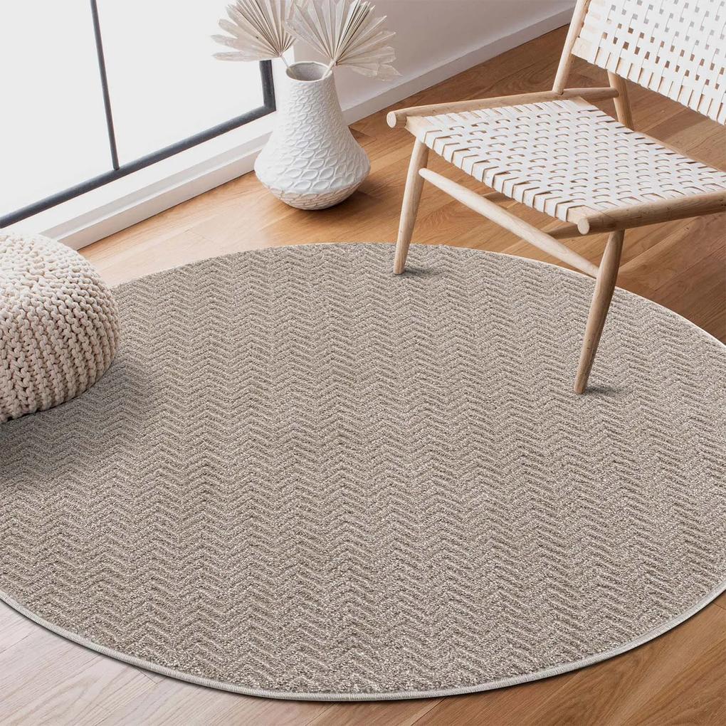 Dekorstudio Okrúhly jednofarebný koberec FANCY 805 - béžový Priemer koberca: 200cm
