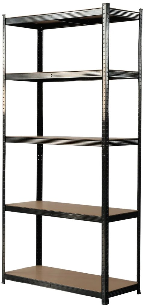 Kovový regál BestBerg BBMS-30B / 120 x 180 x 45 cm / 5 políc / čierna / hnedá