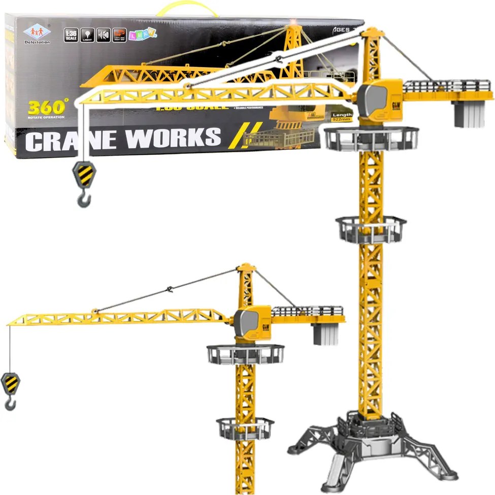 LEAN Toys Žeriav Diaľkovo ovládaný RC žeriav Svetlá 360° rotácia 1:36 120 cm