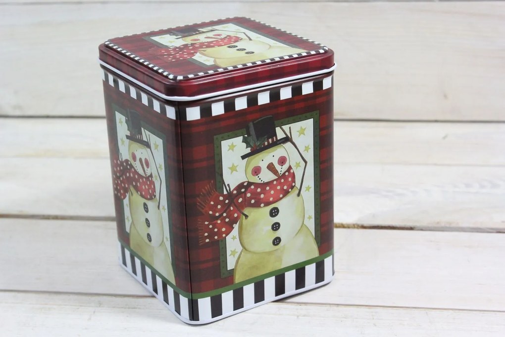 Plechová krabica - vianočný motív 2. (10,5x14x10,5 cm)