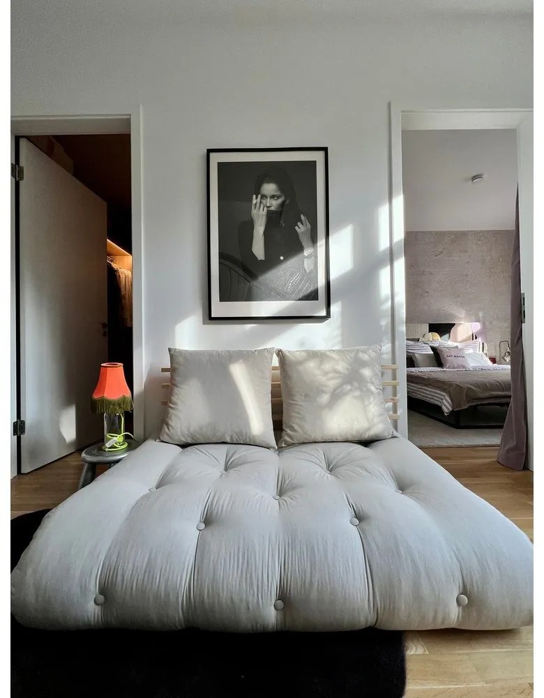 Rozkladacia pohovka s modrým poťahom Karup Design Shin Sano Natural/Petrol Blue