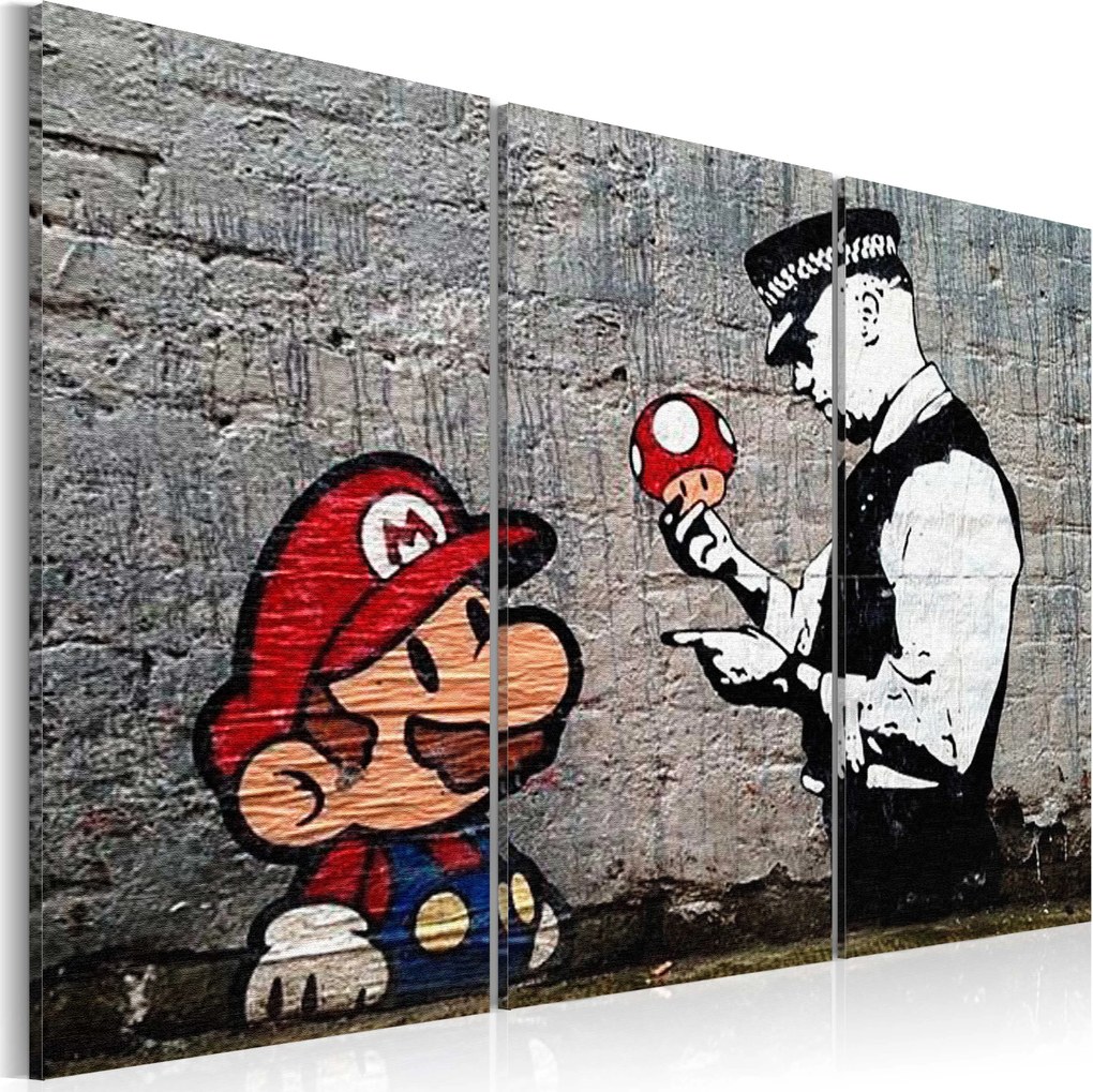 Obraz - Super Mario Mushroom Cop by Banksy 120x80