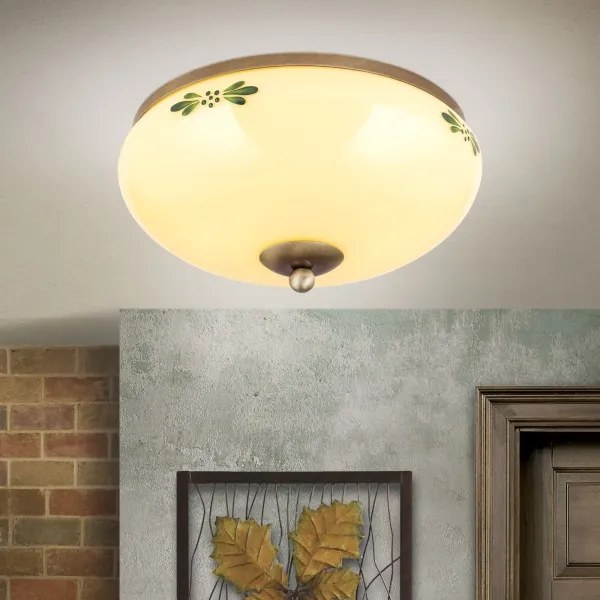 Orion DL 7-673 - Stropné svietidlo LANDHAUS 2xE27/60W/230V pr. 28 cm bronz/béžová