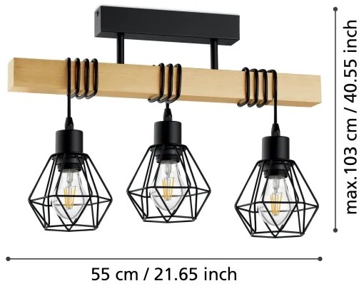 Eglo 44074 - Prisadený luster TOWNSHEND 3xE27/60W/230V