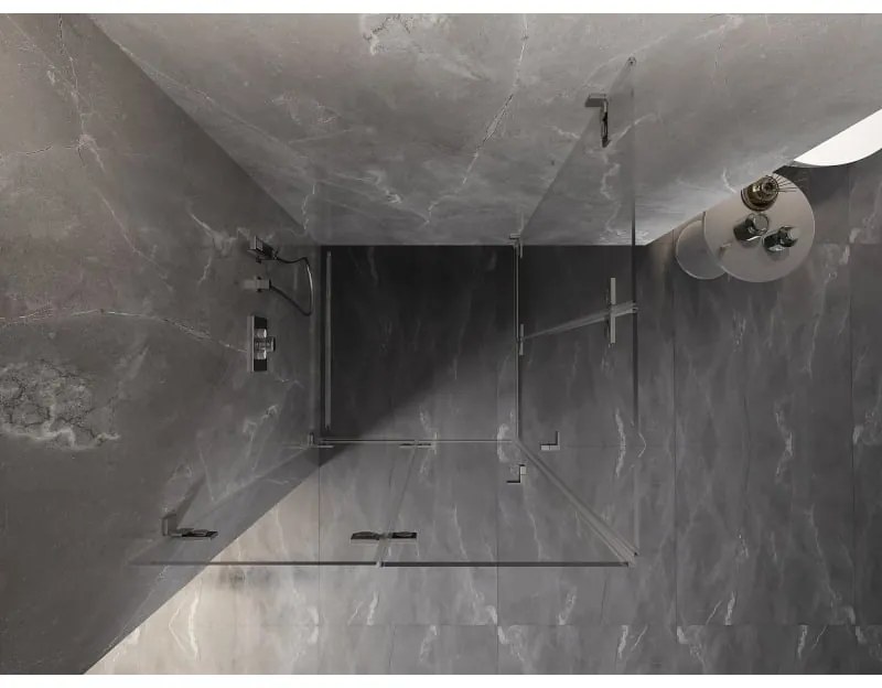 Mexen Lunar-F Duo, skladací sprchový kút 90 x 90 cm, 8mm číre sklo, oceľový profil, 836-090L-090P-97-00