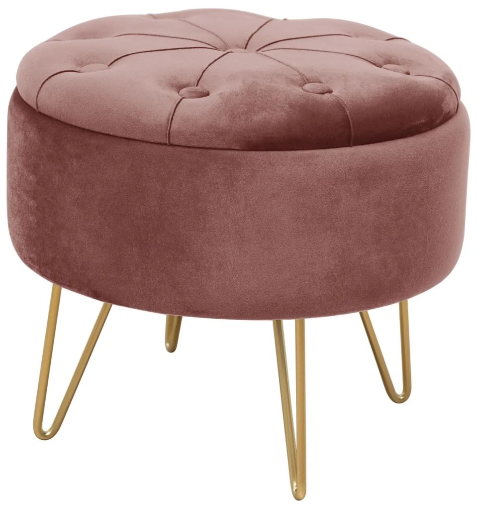 Taburet ROCA zamatový ružový