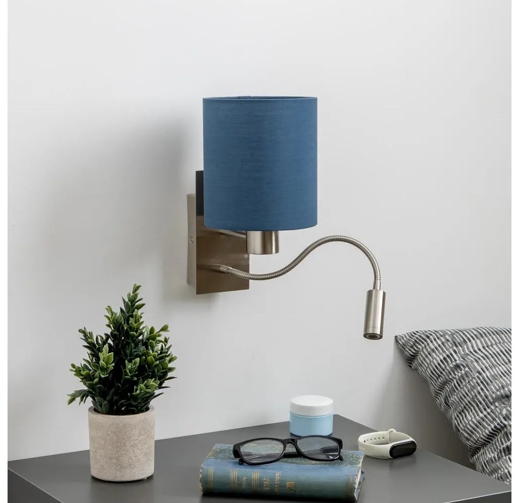 Brilagi - LED Nástenná lampa NUBILA 1xE27/25W/230V+ LED/3W chróm/tmavomodrá