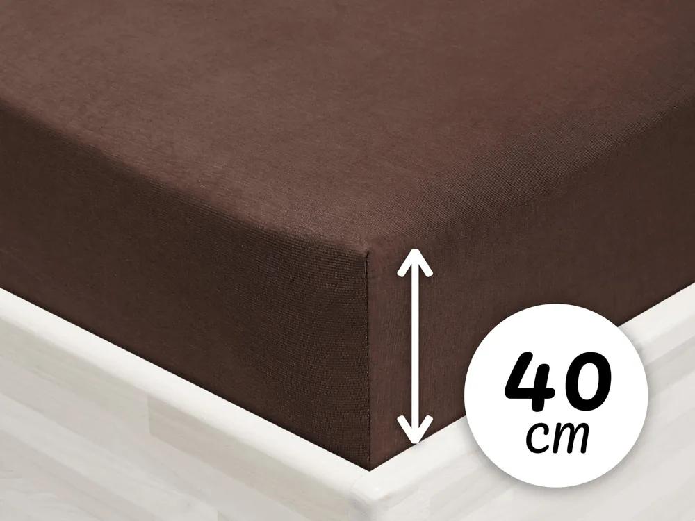 Jersey napínacie prestieradlo na extra vysoký matrac JR-026 Čokoládovo hnedé 180 x 200 - výška 40 cm