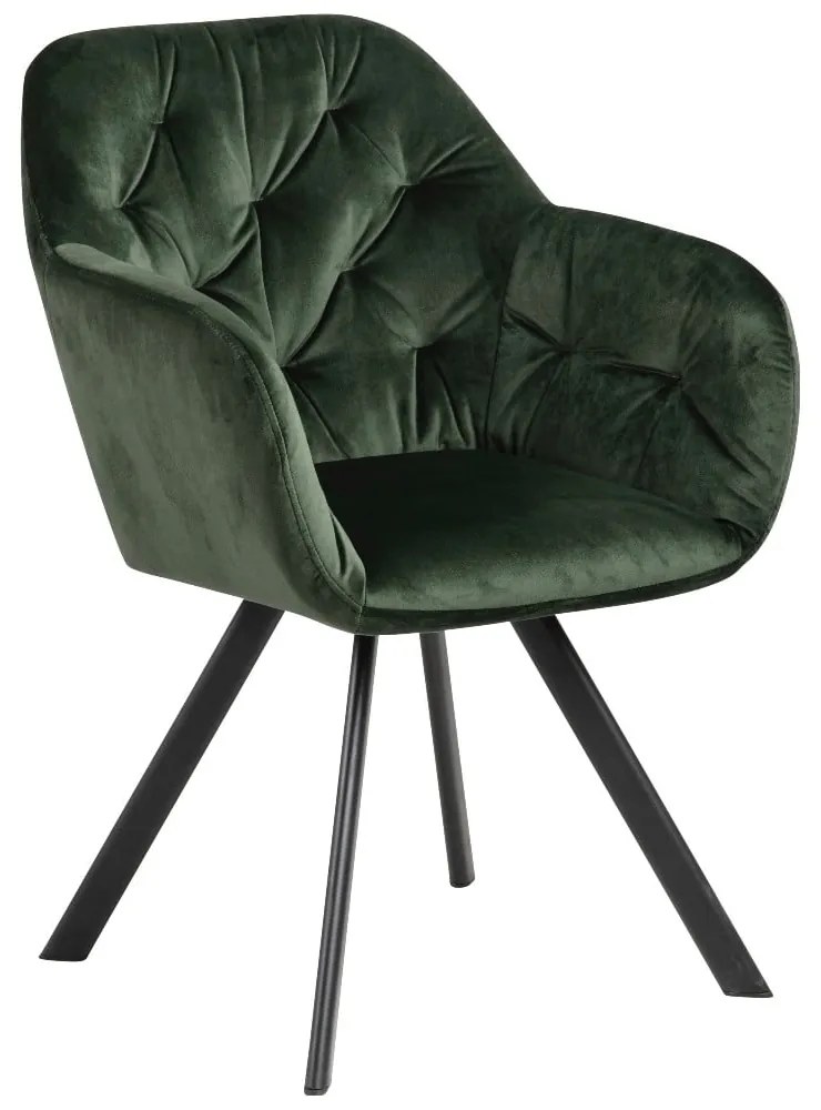 Zelené čalúnené jedálenské kreslo s podrúčkami Lola – Actona