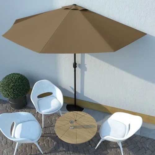 vidaXL Balkónový slnečník, hliníková tyč, sivohnedý 300x150cm, polkruh-