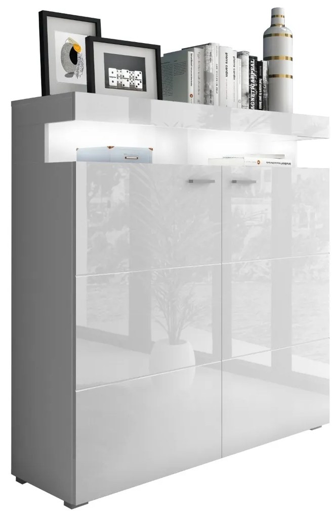 KOMODA ALEX LED BIELA VYSOKÝ LESK 123 cm