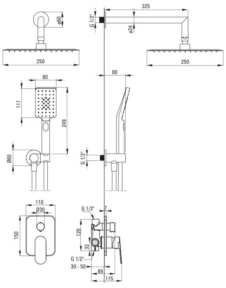 Deante NAC_N9LP - Sprchová súprava s podomietkovou batériou ALPINIA čierna