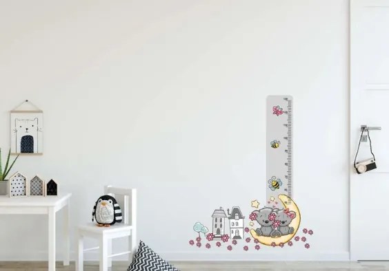 Originálna nálepka na detskú stenu pravítko zamilované koaly 40 x 120 cm