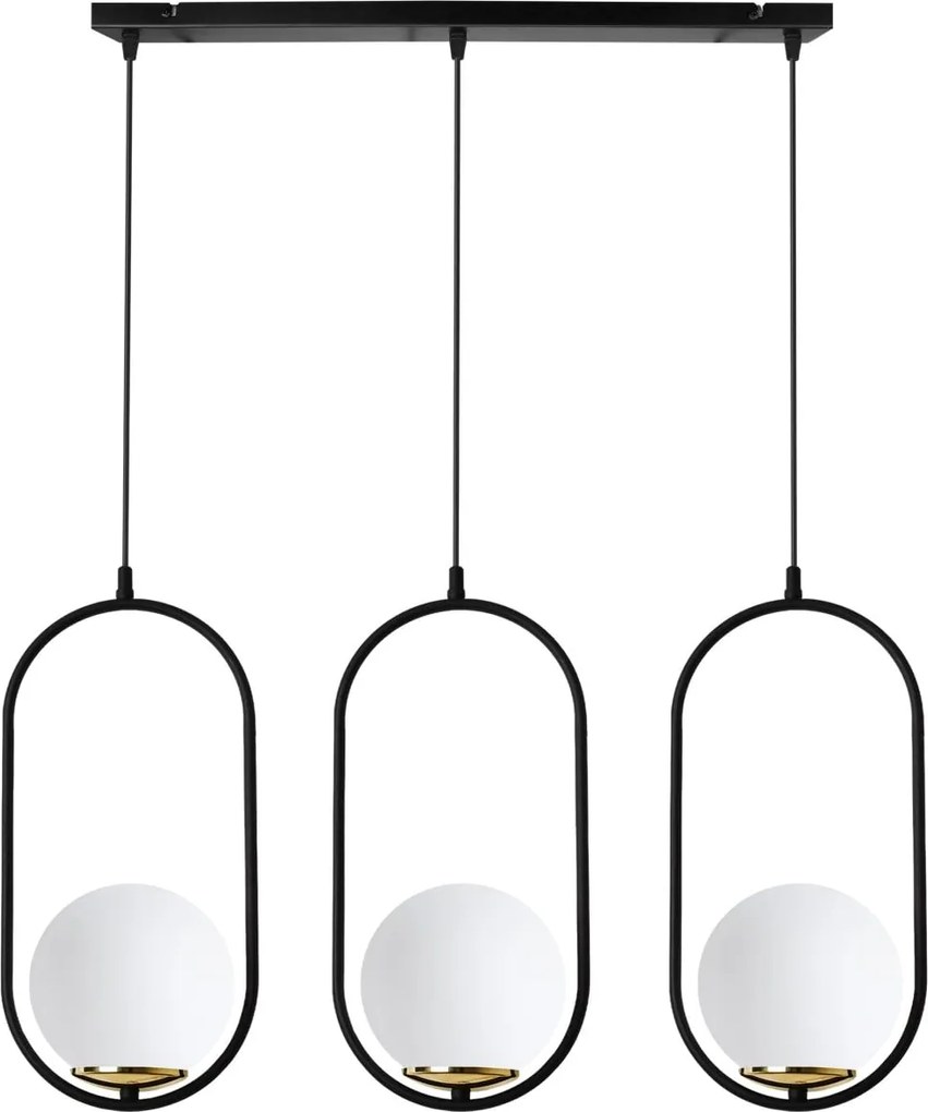 Závesné svietidlo Florence, 3x biele sklenené tienidlo, b/g, UI