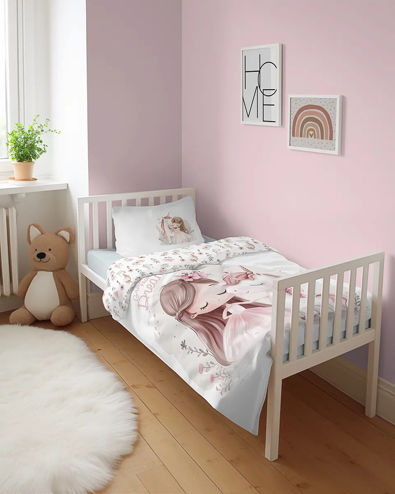 Detexpol Obliečky do postieľky 100x135 + 40x60 cm - Jednorožec zo sna