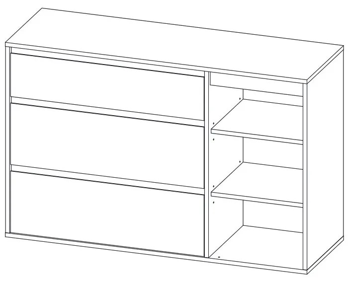 Komoda so zásuvkami Norman CH-1D/3DR - biela / dub wotan