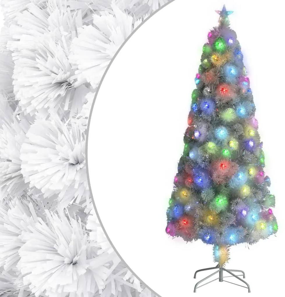Umelý vianočný stromček s LED biela 180 cm optické vlákno 328451