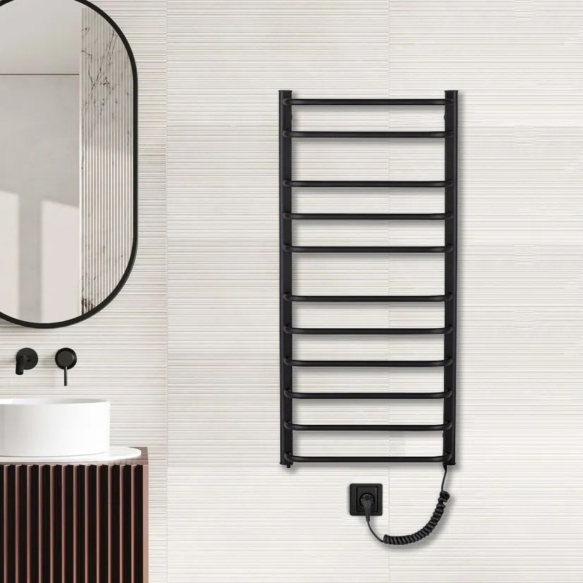 Cerano Alessandro, elektrický sušiak uterákov 1160x550 mm, 228W, čierna matná, CER-LIV-EU-11-55