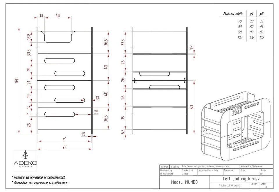 Poschodová detská posteľ s úložným priestorom 90x200 cm v prírodnej farbe Mundo – Adeko