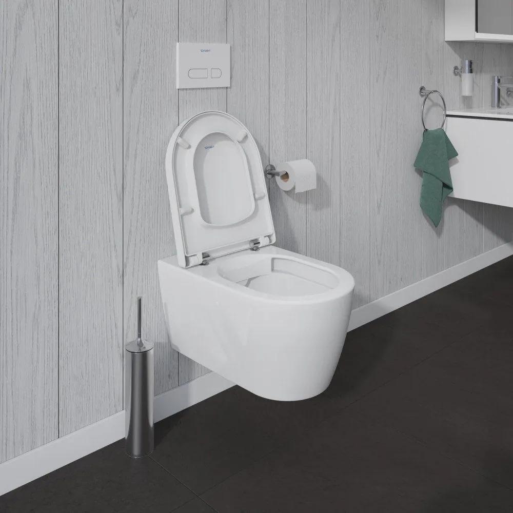 DURAVIT ME by Starck závesné WC Rimless s hlbokým splachovaním, 370 x 570 mm, biela, s povrchom WonderGliss + sedátko so sklápacou automatikou (SoftClose), 45290900A11
