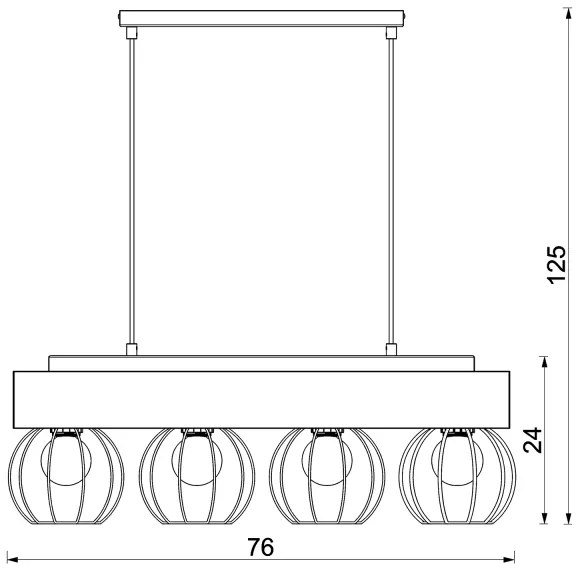 Luster na lanku MENTON 4xE27/15W/230V čierna/hnedá/dub