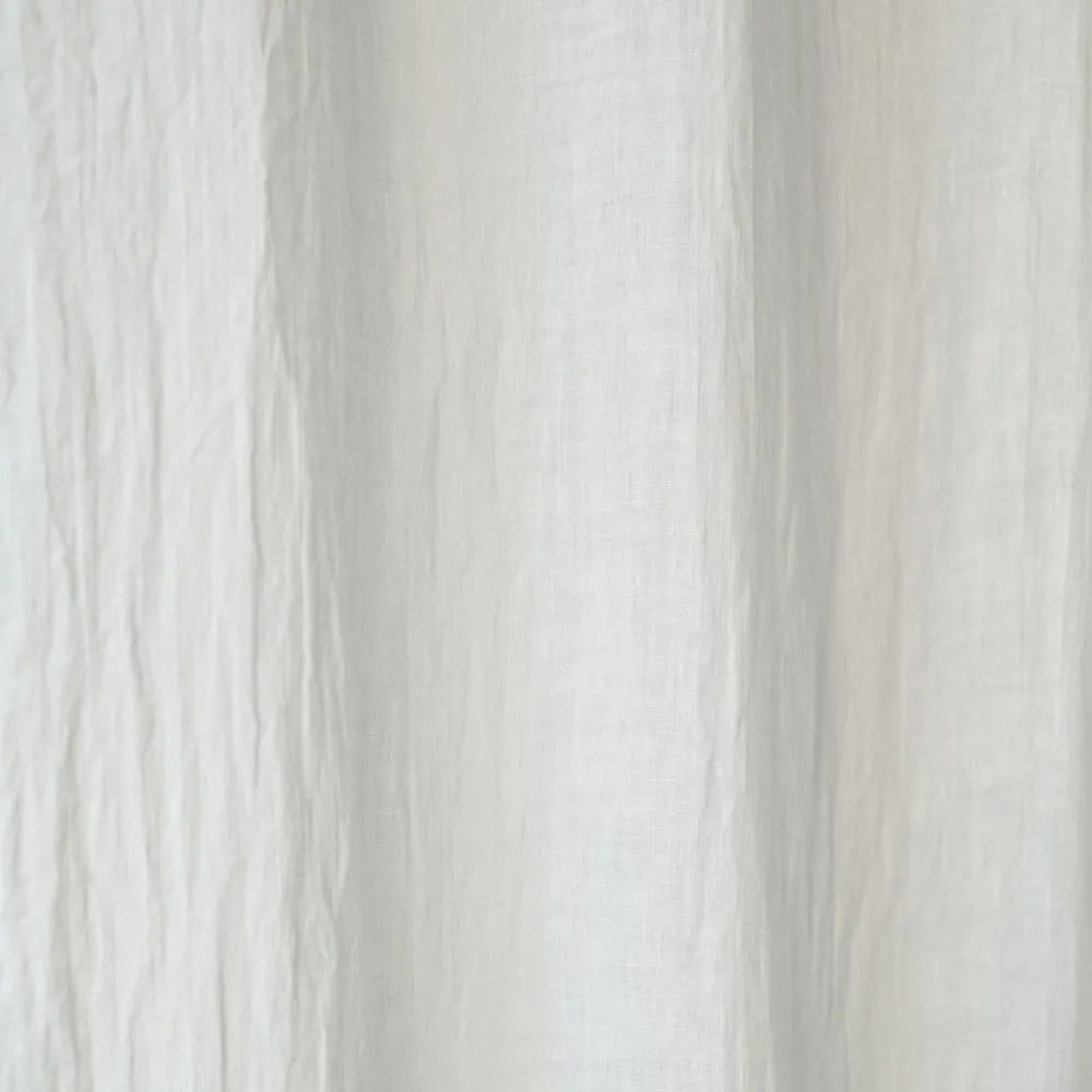 Biely ľanový ľahký záves s pútkami Linen Tales Daytime, 250 x 130 cm